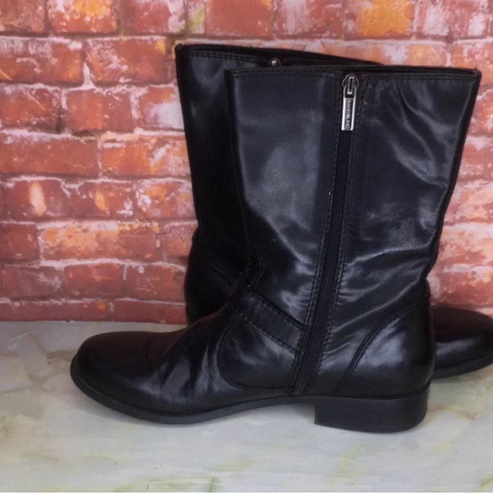 BANDOLINO Black Mid- Calf  Moto Boots